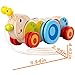 cossy Wooden Pull Toys for 1 Year Old, Caterpillar Push Toy for Toddler Children Kids