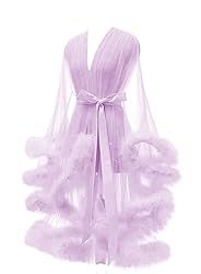 Tulle Robes for Women Sheer Mesh Fur Bridal