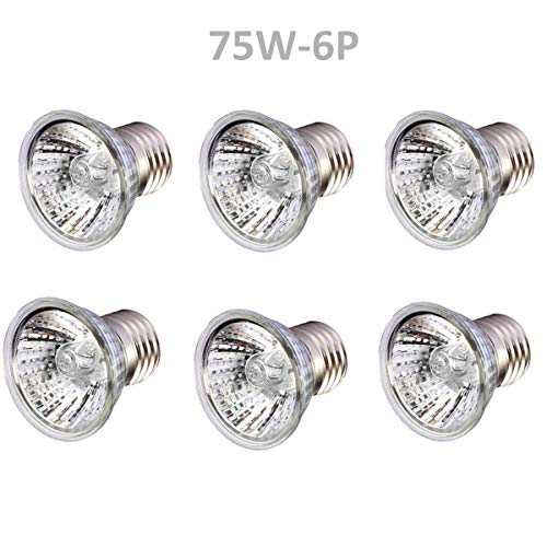 STTQYB 75W Sun Light,6 Pack UVA + UVB Full Spectrum Sun Lamp Sunbathe Heat Lamp Bulb Light for Lizard Reptiles Amphibians (6 Packet)