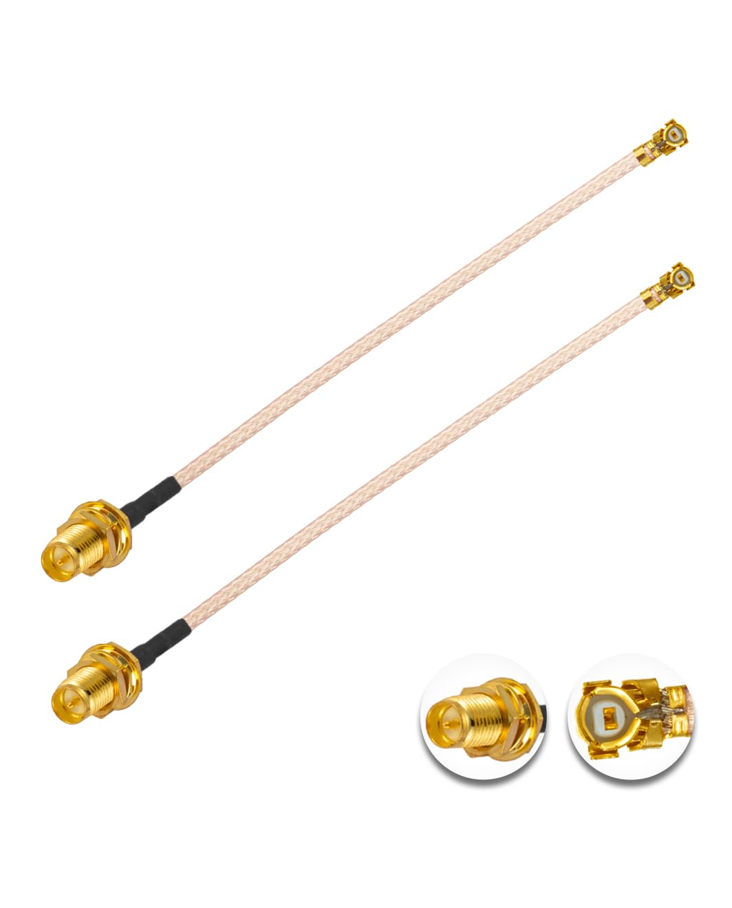 Vecys 2PCS U.F.L1 to RP-SMA Female Low Loss Coaxial Cable 4" /10CM U.F.L1 RG178 Coaxial Pigtail Cable for Wireless Routers Mini PCIE Network Cards PCI Wi-Fi WAN Repeater