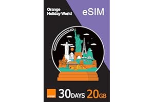 Orange Holiday World eSIM - 30 Days, Upto 20GB Data, 15Minutes Calls, 50 Text/SMS. Preloaded and Preactivated with Worldwide 