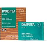 DAVIDsTEA Organic Super Ginger Herbal Tea – Caffeine-Free Tea Bags with Ginger, Green Rooibos & Pink Peppercorn – 12 Count – Spicy & Invigorating Herbal Blend