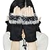 Sudawave Women Teen Classic Winter Warm Rabbit Fur Hands Wrist Fingerless Gloves (Black)