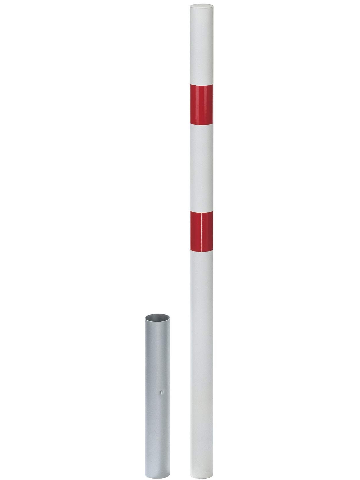 GAH-Alberts Stabo 782139 Barrier Post Without Eyelets/Removable/for Embedding in Concrete/Diameter 60 mm/Height 1,000 mm/White with 2 Reflective Red Rings