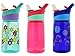 Contigo 14oz Autospout Striker Kids Water Bottle, Ultramarine Lillies, Washed Red & Sapphire Blast-off (3 Pack)