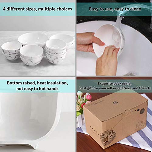 77L Porcelain Soup Bowls, [Set of 8] 8.45 FL OZ (250 ML) White Ceramic Soup/Cereal Bowls, Marble Serving Bowls Set for Soup, Ice Cream, Cereal, Salad, Pasta and More (4.5 Inches Diameter) - Thumbnail 6