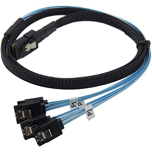 Mini SAS to SATA Cable (SFF8087 to SATA Forward Breakout),3.3Feet 1m