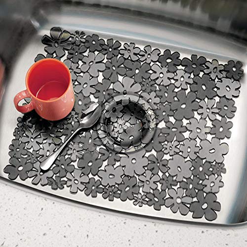 mDesign Adjustable Kitchen Sink Dish Drying Mat/Grid Soft Plastic