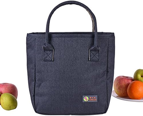 fuyo Thermal Insulated Lunch Bag For Women Men Girls Kids Children Student Canvas Lunch Tote Bag Box Picnic Bag Food Fruit Cooler Bag, Black