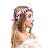 Valdler Adjustable Cherry Blossom Flower Crown for Wedding Festival Prom Pink