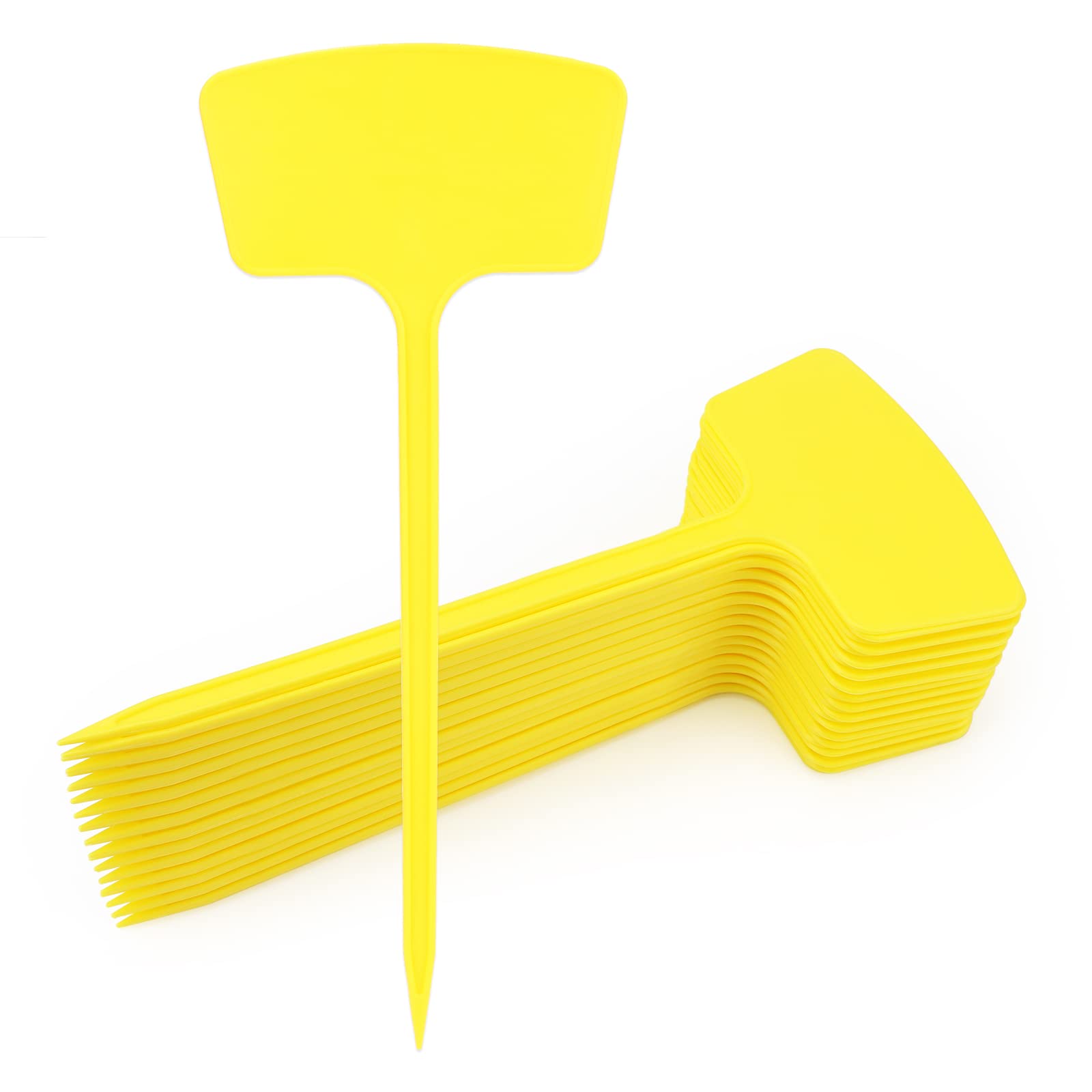 KINGLAKE 30 Pcs Outdoor Tall Plant Labels 36cm/14.1", Extra Large Waterproof Plastic Plant Tags, Super Thick T-Type Garden Markers for Vegetable, Flowers and Potted Plants (Yellow)