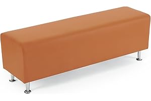 OmySalon Waiting Room Bench Seating Faux Leather, 53.9’’ Office Guest Chair Reception Chair, Lobby Furniture for Conference Room Beauty Salon Barbershop Small Space