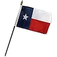 Quality Standard Flags One Dozen Texas Stick Flag, 4 by 6"