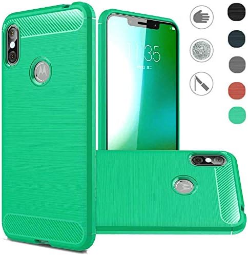 Moto One Case, Moto P30 Play Case, Rnicy Slim Shock Absorption Rubber Soft TPU Flexible Brushed Texture Protective Cover Case Motorola Moto One / P30 Play (Green)