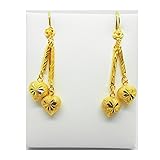 Heart Dangle Drop 18k 22k 24k Thai Baht Yellow Gold Plated Filled Earrings Jewelry