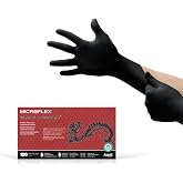 Ansell MICROFLEX Black Dragon BD-100L 6mil Disposable Latex Gloves w/Full Texture for Food Processing, Automotive
