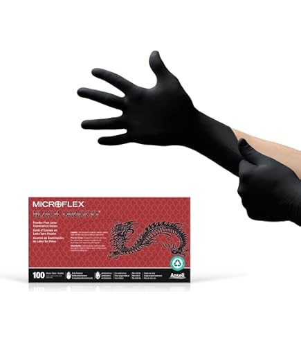 Ansell Microflex Black Dragon Latex Gloves - Disposable, Exam