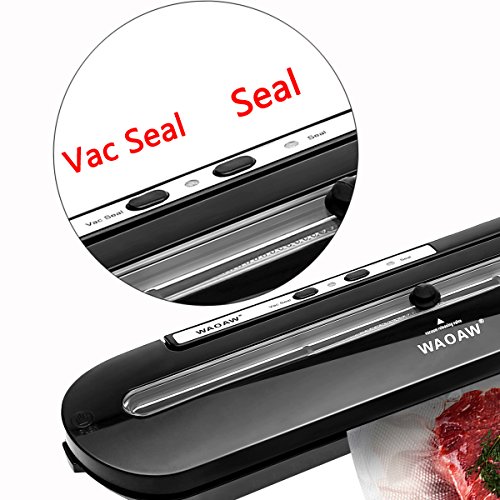 WAOAW Vacuum Sealer Automatic Food Sealers with Starter Kits of Saver Bags and Hose for Food Preservation - Thumbnail 3