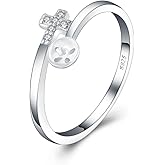LGSY Sterling Silver Cubic Zircon Cross Ring Mounting for Women, Adjustable Ring Fittings Accessories for Pearl Jewelry Making