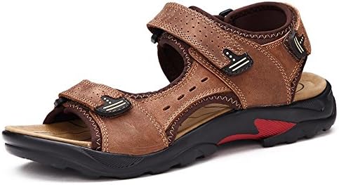 Brillunt Men's Ultra-light Adjustable Open-Toe Hook-and-loop Back-Strap Sandal Holiday Fisherman Outdoor Leather MSD009
