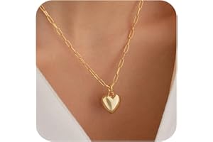 BAYLAY Valentines Day Gifts for Her Girls - Gold Heart Necklace for Women Girls, Dainty Gold Necklace 18K Gold/Silver Plated Heart Necklace Simple Gold Necklace for Women Trendy Jewelry Gifts