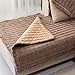 OstepDecor Couch Cover, Sofa Cover, Quilted Sectional Couch Covers, Velvet Sofa Slipcover for Dogs Cats Pet Love Seat Recliner Leather L Shaped, Armrest Backrest Cover, Coffee 28 x 28 Inches