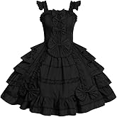 Re-Lady Women Sweet Lolita Dress Victorian Sleeveless Princess Halloween Cosplay Costumes Lace Layers Maid Dresses