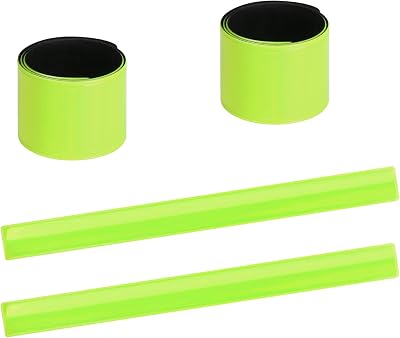 URAQT Reflector Strips 4 Pcs Reflective Snap Band Green Wrist Ankle Safety