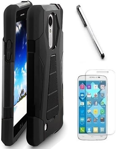 Alcatel IdealXCITE Case, Alcatel CameoX Case, Alcatel Verso Case, Alcatel Raven LTE Case. Luckiefind Premium Hybrid Dual Layer Case with Stand Accessory. (Stand Black)