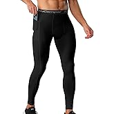 NuCamper Men's Compression Pants with Pocket Running Leggings Athletic Tights Workout Base Layer for Football Basketball Yoga