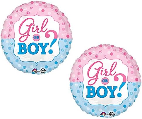 Baby Gender Reveal Party - Girl or Boy - 17" Foil Balloons (2 Pack)