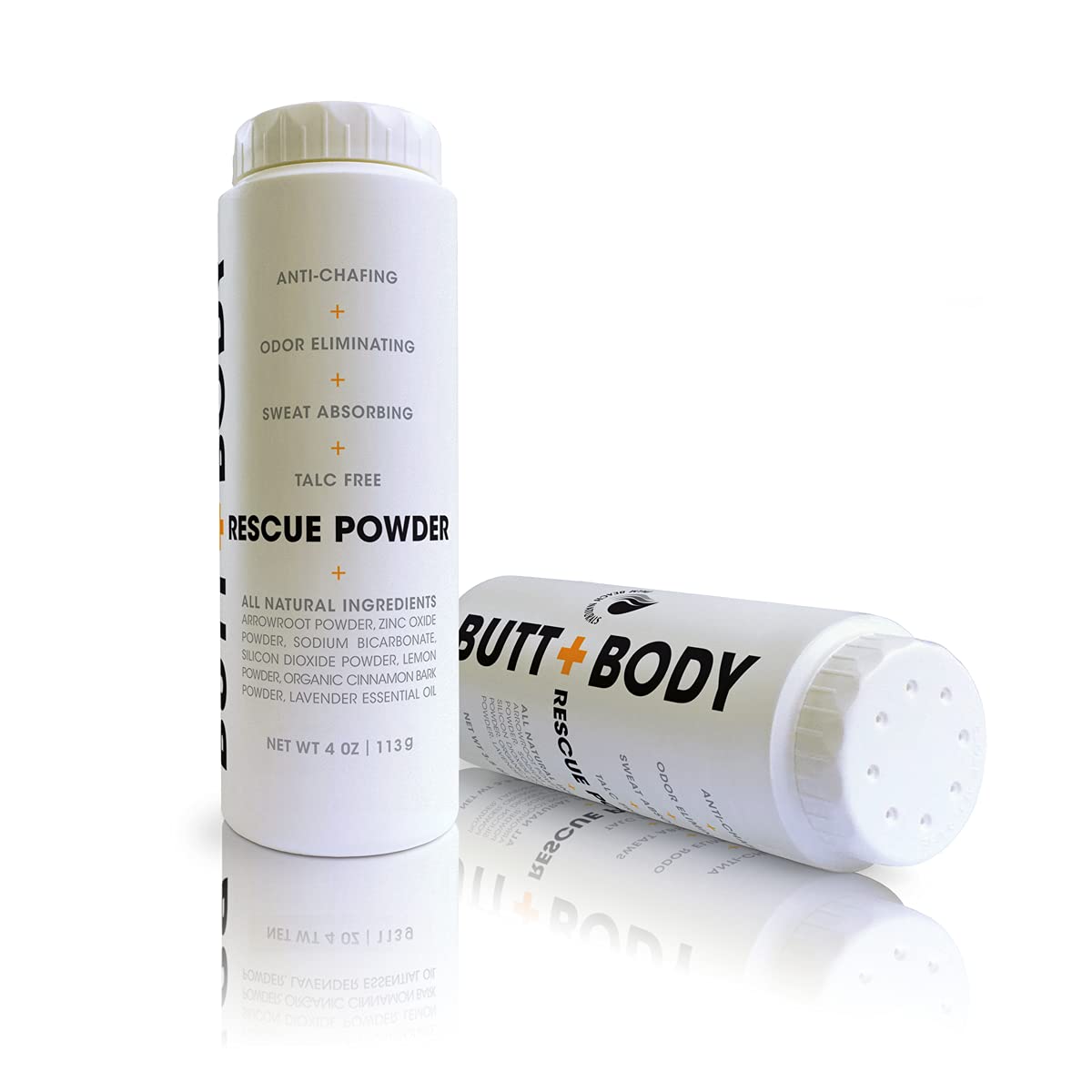 Butt & Body Rescue Powder - Whole Body Deodorant - Naturally Protects Skin & Eliminates Chafing, Rubbing, Sticking & Odors. No Talc. Made in USA - Absorbs Sweat & Keeps You Cooler. (4 Ounce - 2 Pack)