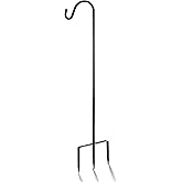EXCMARK Shepherd Hook Adjustable Height 32/24/16’’ 1/2 inch Thick Use at Weddings, Hanging Solar Lights, Lanterns, Bird Feeders, Metal Hanger Hook (Black,32inch). U.S. Patent.