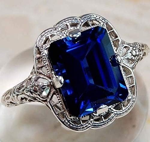 1PCS 925 Rings For Women Topaz Promise Princess Cut Gemstone Ring