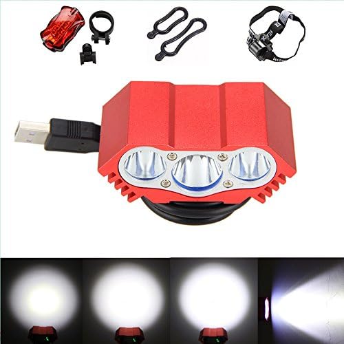Rayma Rechargeable 3T6 LED USB 7500Lm Head Front Bicycle Light Bike Lamp Torch Headlamp 4 modes Color Red Without Battery And Charger