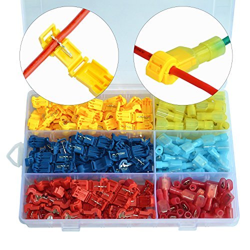 Horloy 240 PCS/120 Pairs T-Tap Wire Terminals Quick Splice Electrical Connectors Self-Stripping and Nylon Fully Insulated Male Spade Disconnect Kit