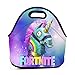 YUSMO Fortnite Unicorn Rainbow Smasher Neoprene Lunch Bag Thick Insulated Thermal Lunch Tote Waterproof Outdoor Travel Picnic Carry Case Lunchbox Handbags with Zipper for Womens Boys Girls and Mens