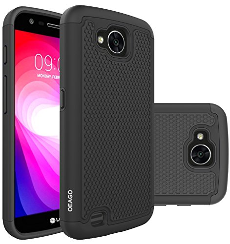 LG X Calibur Case, LG X Venture Case, OEAGO [Shockproof] [Impact Protection] Hybrid Dual Layer Defender Protective Case Cover for LG X Calibur / LG X Venture - Black