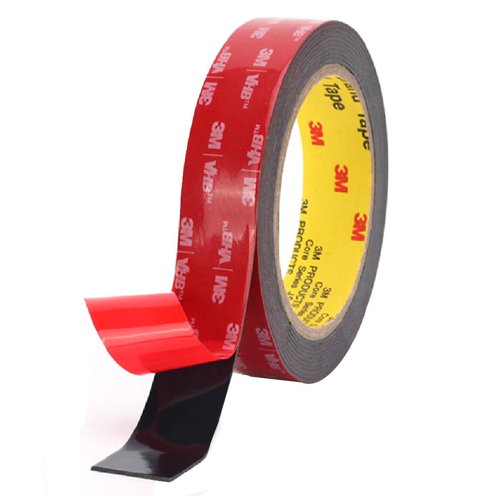 Double Sided Tape, 3M Heavy Duty Mounting Tape, Waterproof VHB Foam Tape, for Indoor Outdoor Car LED Strip Lights, and Home Office Decor (Black，1 in x 15.6ft): Industrial & Scientific
