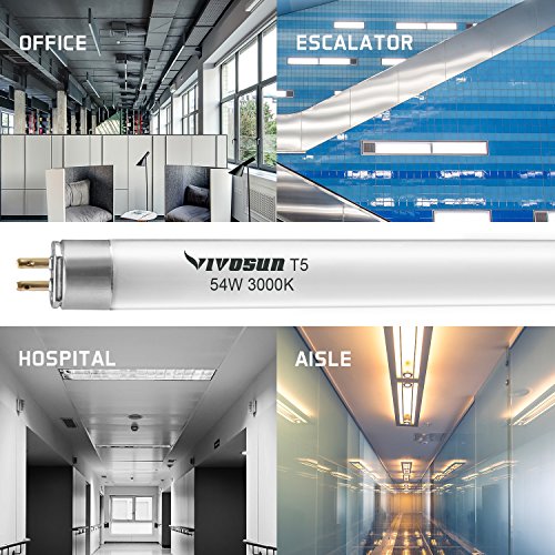 VIVOSUN 4FT 54W 3000K T5 HO Fluorescent Tubes Warm White Grow Light Bulbs Pack of 5 - Thumbnail 6