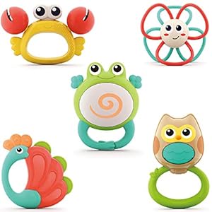 Yiosion Baby Rattle Teether Sets Musical Rattles Toys Babies Grab Shaker and Spin Rattle Toy Early Educational Toys…
