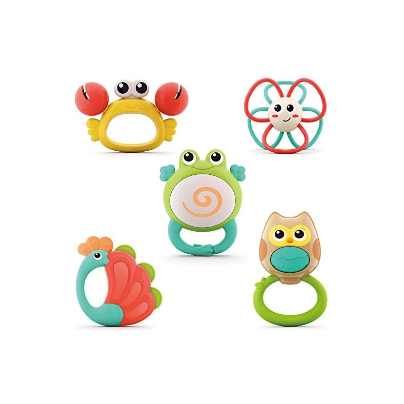 Yiosion Baby Rattle Teether Sets Musical Rattles Toys Babies Grab Shaker and Spin Rattle Toy Early Educational Toys…
