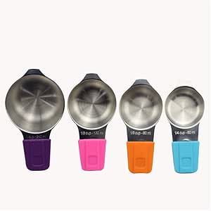 Compra LLS Medición De Acero Inoxidable Tazas De Juegos De 4, Cucharas