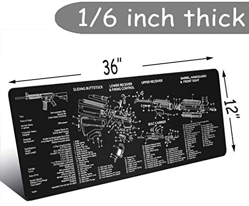 YCWEI YCWEI Gun Cleaning Mat Pad (36\'\' X 12\'\')-with Magnetic Screws Tools Parts and Cotton swabs for Handgun Rifle Cleaning-Non Slip and Solvent Resistant