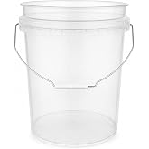 House Naturals 5 Gallon Premium HPDE Plastic Bucket - Made in USA Food Grade Storage Container, BPA Free All Purpose Pail (1, Clear)