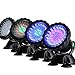 Much Underwater Light, Waterproof IP 68 Submersible Spotlight with 36-LED Bulbs 7W Multi-Color Spot Light for Aquarium Garden Pond Pool Tank Fountain Waterfall (1 Set of 4 Pcs)