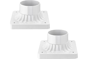 Darkaway Outdoor Post Light Base Mount, Post Light Adapter 3'' Pier Mount Base with White Finish for Deck Porch Patio, 5.5" W x 5.5" D x 2.75" H (2Pack, White)