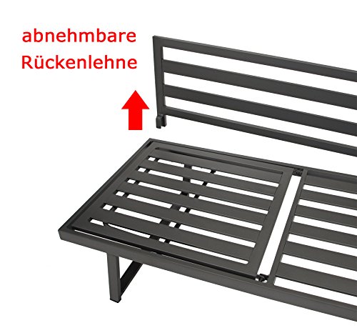 DEGAMO Loungeset Bogota aus Aluminium, 2X Sofa 210cm mit Liegefunktion, 1x Loungetisch 70x70cm, matt-grau beschichtet – Bild 8
