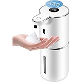 Automatic Foaming Soap Dispenser 12.8oz, Rechargeable & 6 Levels Foaming Adjustable with Digital Display, Wall Mount, Waterproof, Touchless Hand/Dish Soap Dispenser for Kitchen, Bathroom, Hotel