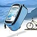 JOY COLORFUL Bicycle Bags Bicycle Front Tube Frame Cycling Packages 4.2,4.8,5.5 inches Touch Screen Mobile Phone Bags Professional Bicycle Accessories (Blue, Large)